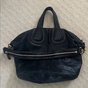 Givenchy Nightingale Leather Shoulder Bag Handbag Black 2WAY Used